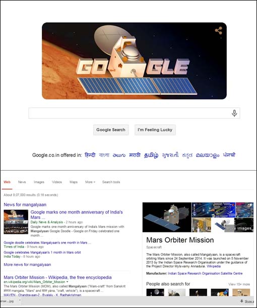 Mangalyaan on Google Doodle