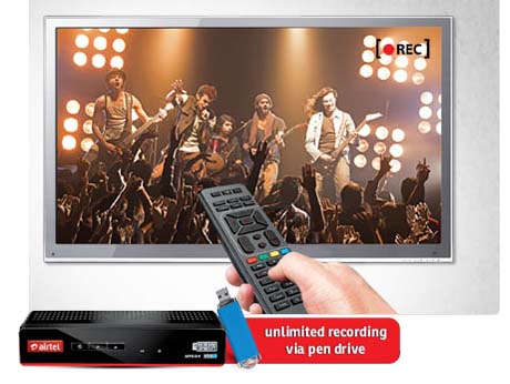 Now, a standard definition  set top box with recording, from Airtel
