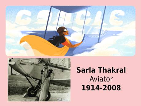 Google doodle  remembers first Indian female aviator, Sarla Thakral