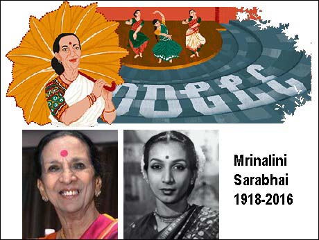 Google remembers the birth centenary of Mrinalini Sarabhai with a doodle