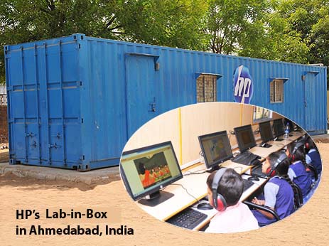 Ahmedabad school kids harness HP's Lab-in-box  container-classroom