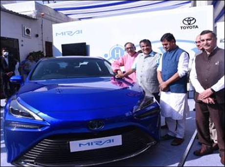 Hydrogen fuel-cell based electric car from Toyota unveiled in India
