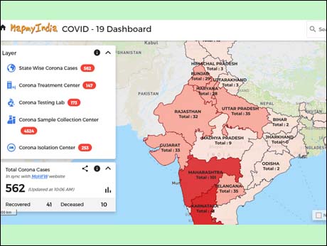MapMyIndia  facilitates coronavirus feedback