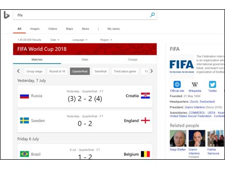 Microsoft search engine Bing helps predict FIFA Cup outcome