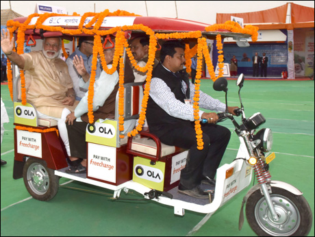 PM launches  StandUp initiative with e-rickshaw ride!