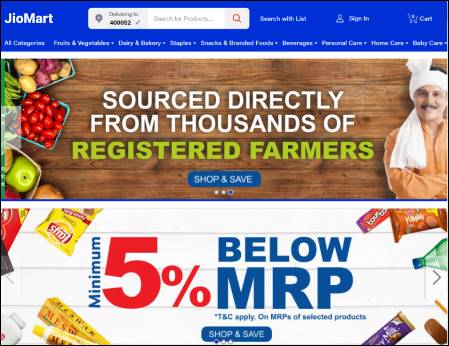 Reliance launches  online grocery arm, JioMart