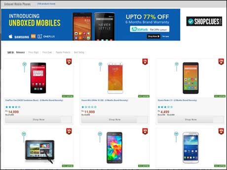 Unboxed  category phones are a hit with Indian customers of ShopClues
