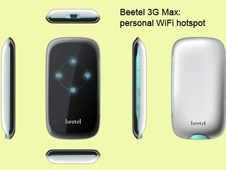 Beetel 3GMax, wireless hotspot, uses  your phone’s Net access