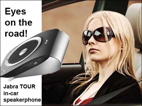 Jabra TOUR Car speakerphone....  talks you through your calls