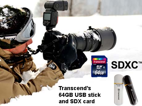 Transcend 64 GB USB flash drive and memory card