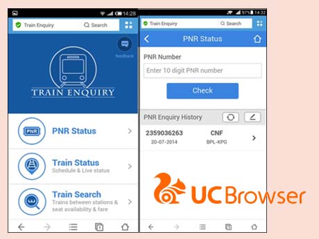 UCBrowser launches PNR checker for Indian trains