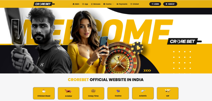 Crore Bet casino - homepage screenshot on desktop